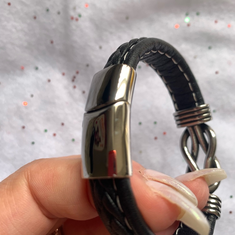 Genuine Braided Leather Bangle/Cuff Bracelet… Unisex (Men’s or Women’s) - Picture 5 of 16